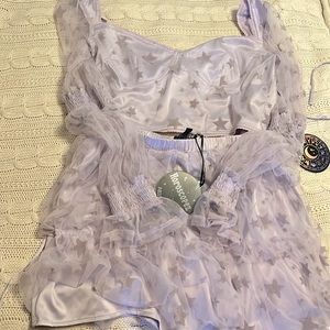 Dolls Kill purple Stars Corset and Mini Skirt